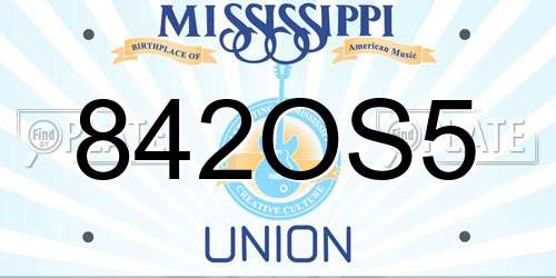 842OS5 Mississippi License Plate