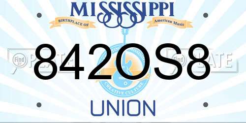 842OS8 Mississippi License Plate