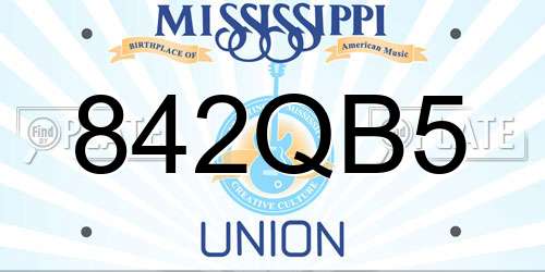 842QB5 Mississippi License Plate