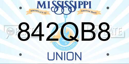 842QB8 Mississippi License Plate