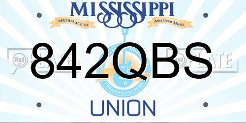 842QBS Mississippi License Plate
