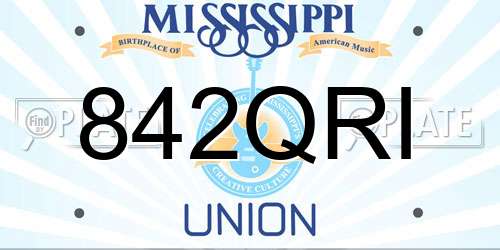 842QRI Mississippi License Plate