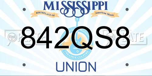842QS8 Mississippi License Plate