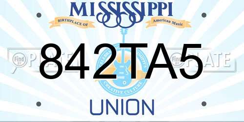 842TA5 Mississippi License Plate