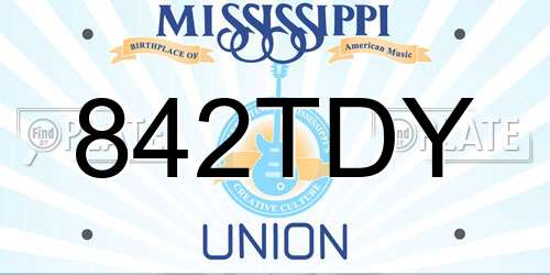842TDY Mississippi License Plate