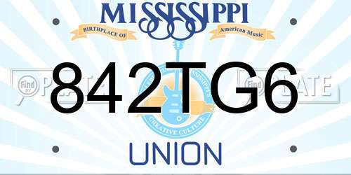 842TG6 Mississippi License Plate