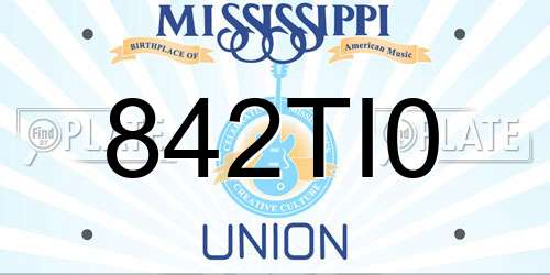 842TI0 Mississippi License Plate