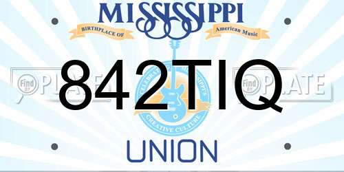 842TIQ Mississippi License Plate