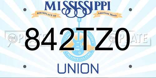 842TZ0 Mississippi License Plate