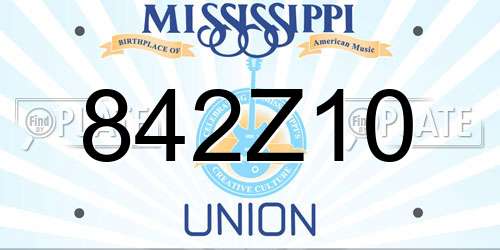 842Z10 Mississippi License Plate