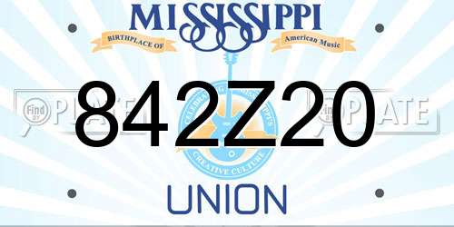 842Z20 Mississippi License Plate
