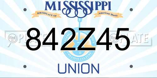 842Z45 Mississippi License Plate