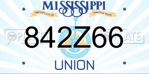 842Z66 Mississippi License Plate