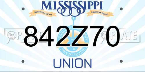 842Z70 Mississippi License Plate