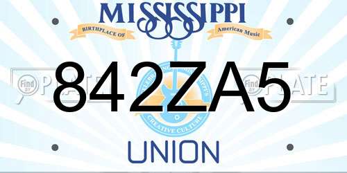 842ZA5 Mississippi License Plate