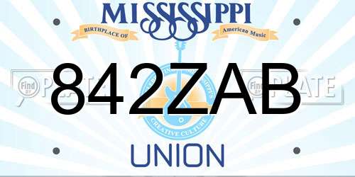 842ZAB Mississippi License Plate