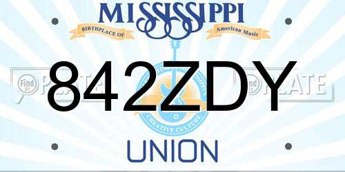 842ZDY Mississippi License Plate