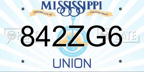 842ZG6 Mississippi License Plate