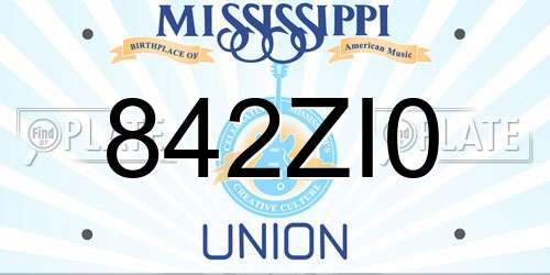 842ZI0 Mississippi License Plate