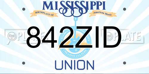 842ZID Mississippi License Plate