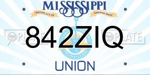 842ZIQ Mississippi License Plate