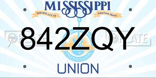 842ZQY Mississippi License Plate