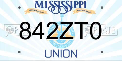 842ZT0 Mississippi License Plate