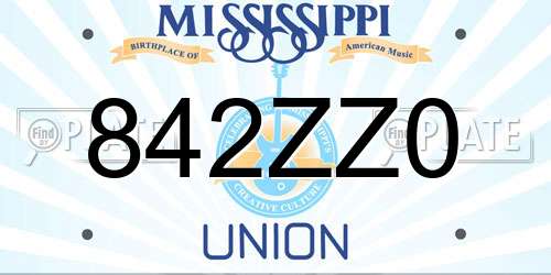 842ZZ0 Mississippi License Plate