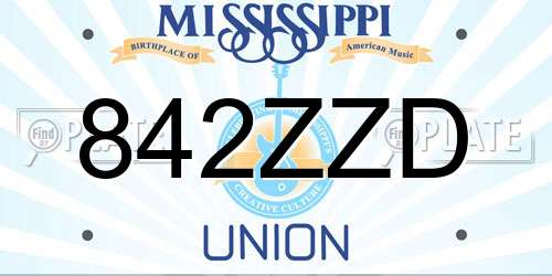 842ZZD Mississippi License Plate