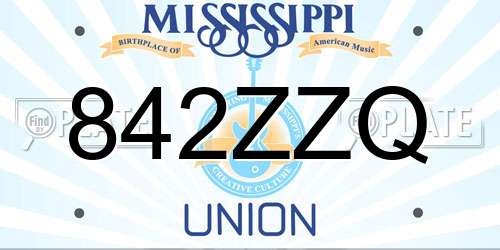 842ZZQ Mississippi License Plate