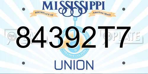 84392T7 Mississippi License Plate