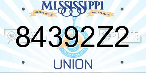 84392Z2 Mississippi License Plate