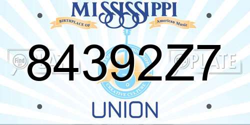 84392Z7 Mississippi License Plate