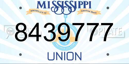 8439777 Mississippi License Plate