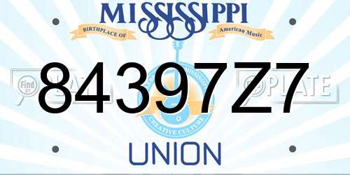 84397Z7 Mississippi License Plate