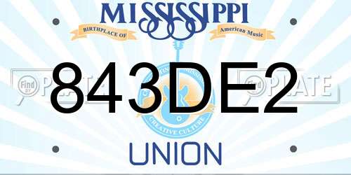 843DE2 Mississippi License Plate