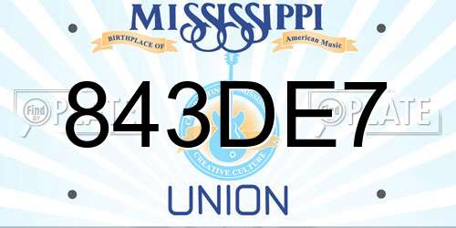 843DE7 Mississippi License Plate