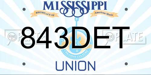 843DET Mississippi License Plate