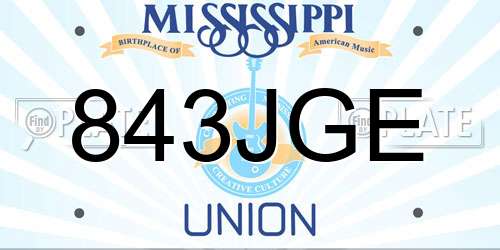 843JGE Mississippi License Plate