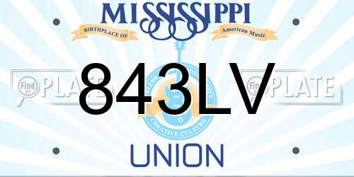 843LV Mississippi License Plate