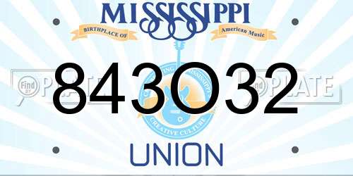 843O32 Mississippi License Plate
