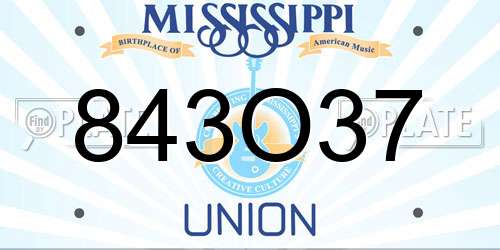 843O37 Mississippi License Plate