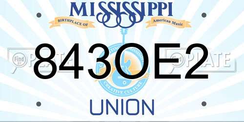 843OE2 Mississippi License Plate