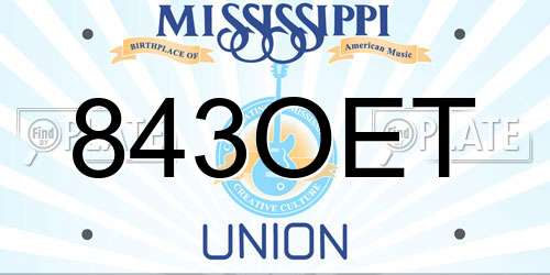 843OET Mississippi License Plate