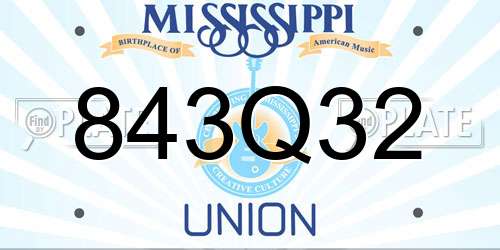 843Q32 Mississippi License Plate