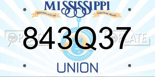 843Q37 Mississippi License Plate
