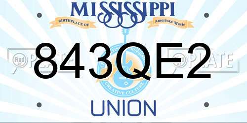 843QE2 Mississippi License Plate