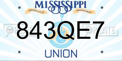 843QE7 Mississippi License Plate