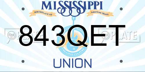 843QET Mississippi License Plate