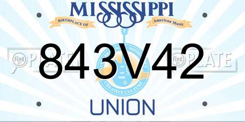 843V42 Mississippi License Plate